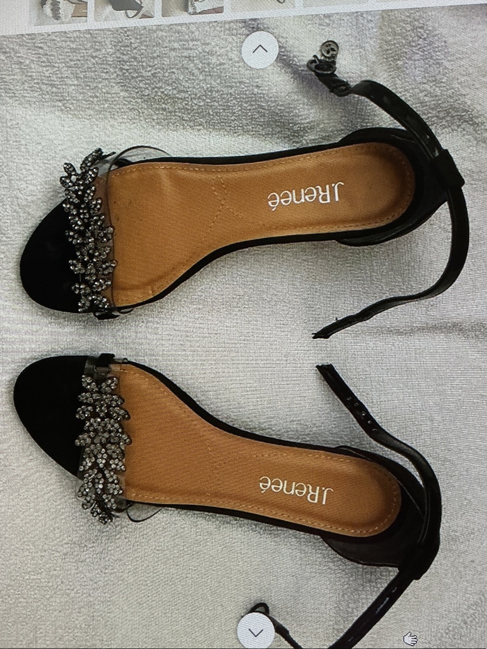 J.Renee Black Crystal-Embellished Ankle-Strap Sandals